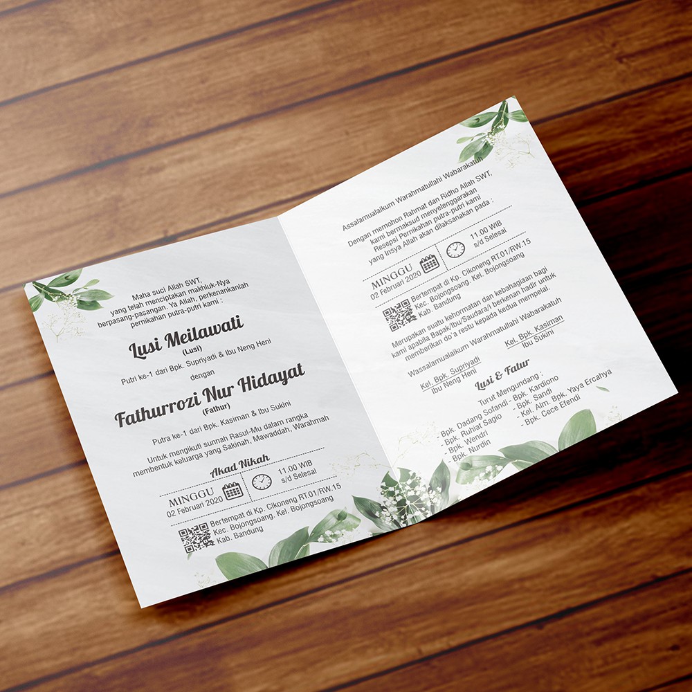(Proses Cepat) Undangan Pernikahan Simple, Mewah, Elegan, Tema Hijau Daun