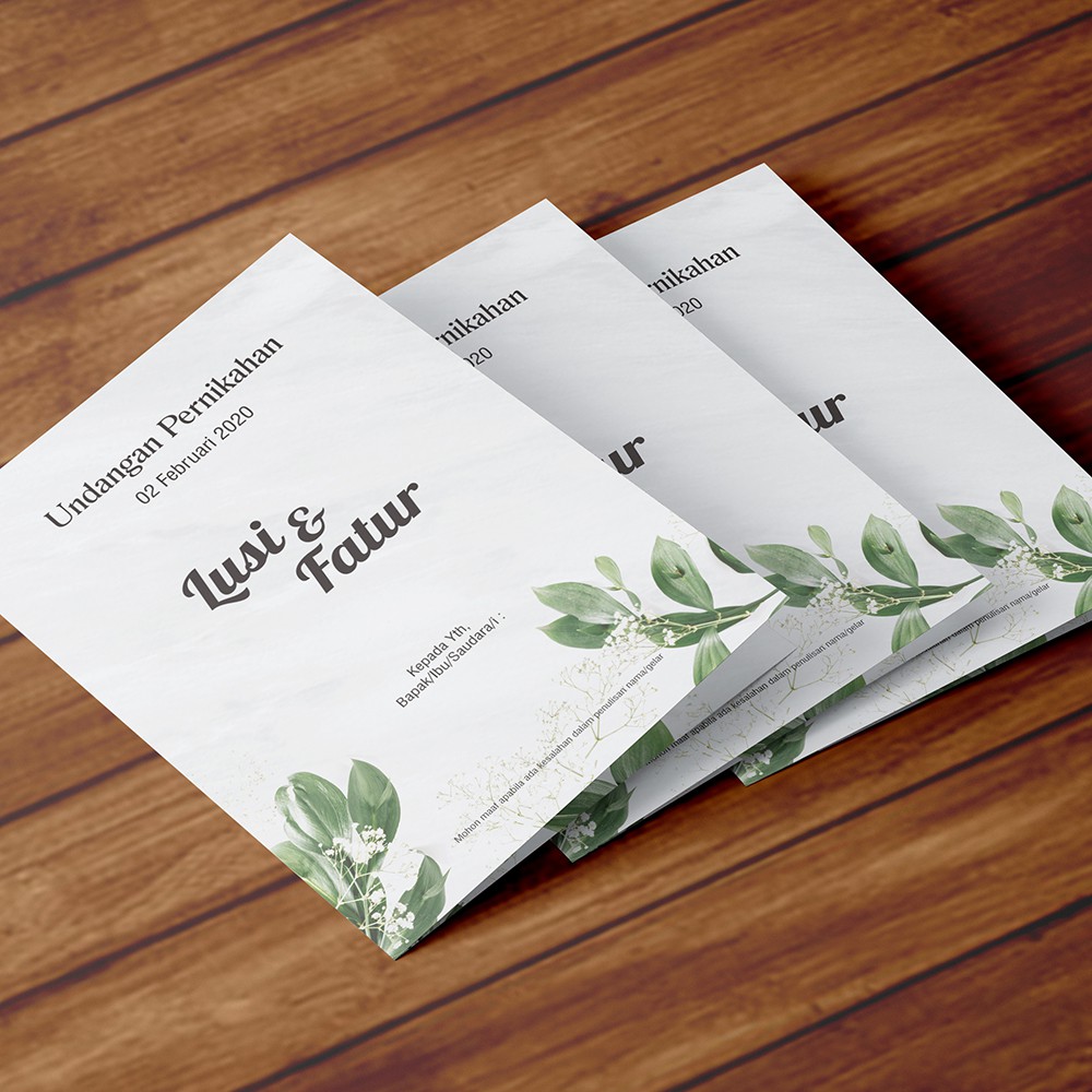 (Proses Cepat) Undangan Pernikahan Simple, Mewah, Elegan, Tema Hijau Daun