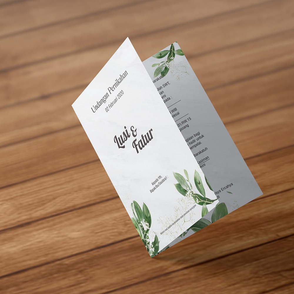 (Proses Cepat) Undangan Pernikahan Simple, Mewah, Elegan, Tema Hijau Daun