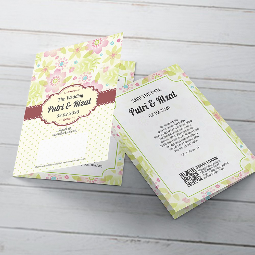 Cetak Undangan Pernikahan Unik Tema Vintage, Bahan Tebal, Termurah