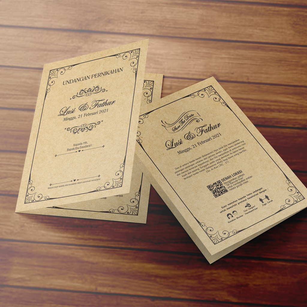 Undangan Pernikahan Bahan Kraft
