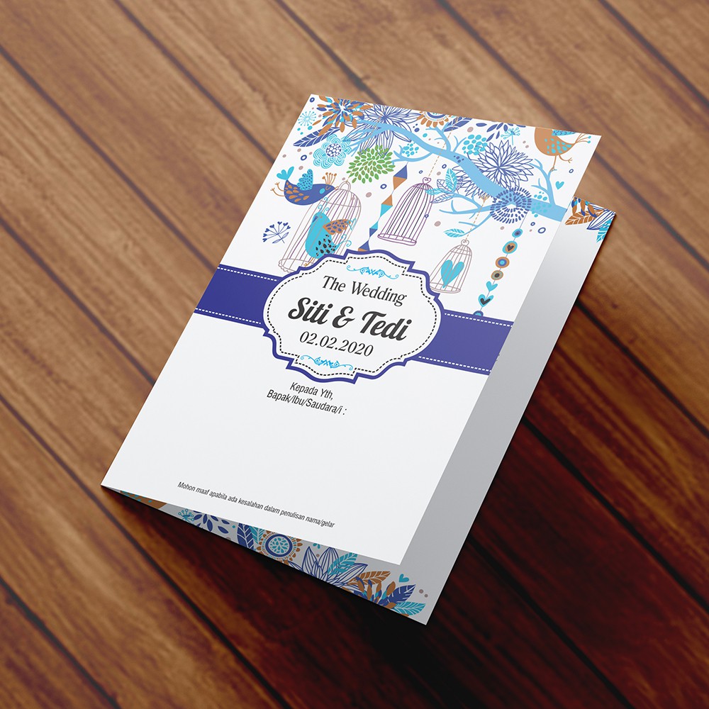 Undangan Pernikahan Modern, Tema Biru, Unik, Murah, Bahan Tebal