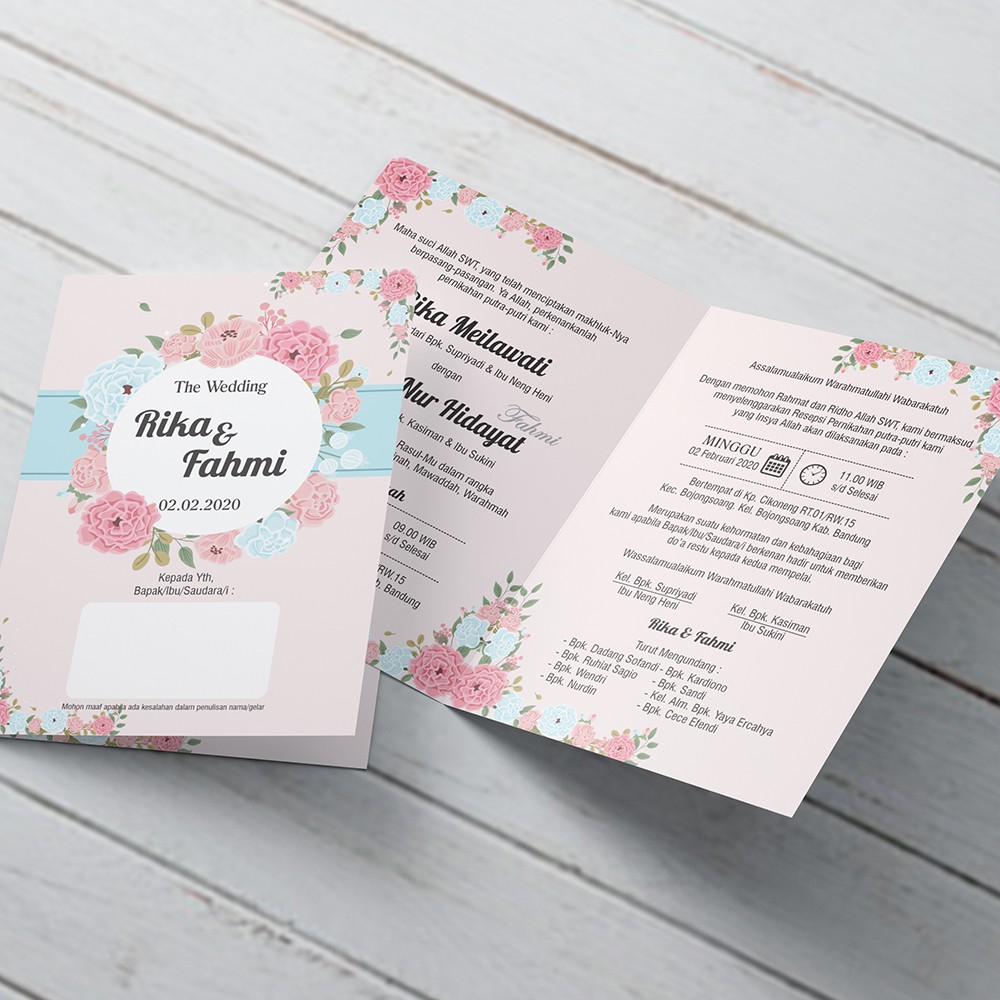 Undangan Pernikahan, Tebal, Tema Pink Unik, Temurah & Terlaris