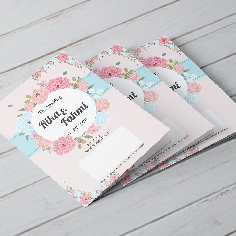 Undangan Pernikahan, Tebal, Tema Pink Unik, Temurah & Terlaris