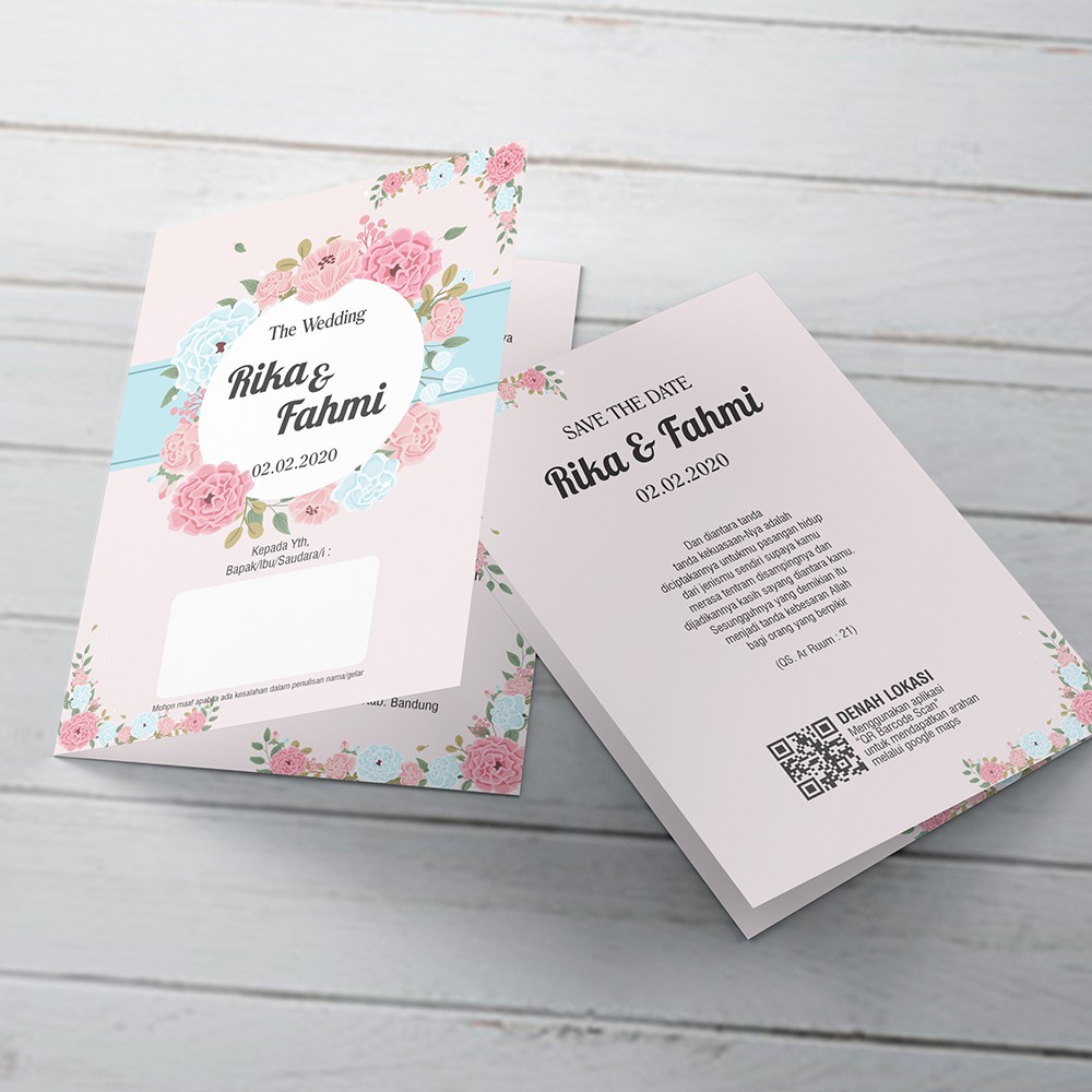 Undangan Pernikahan, Tebal, Tema Pink Unik, Temurah & Terlaris